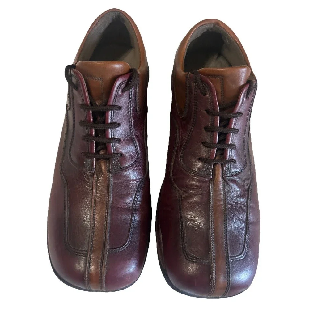 Memphis Mens Brown Leather Oxford Classic Lace Up Stitched Bicycle Toe Size 44